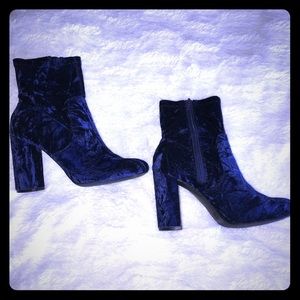 Navy Blue Velvet Sock Booties